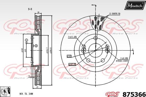 Maxtech 831215 - Brake Disc autospares.lv