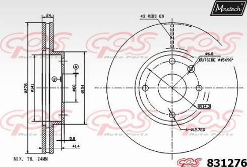 Maxtech 831276.0000 - Brake Disc autospares.lv