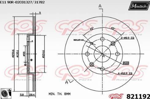 Maxtech 821192.0060 - Brake Disc autospares.lv