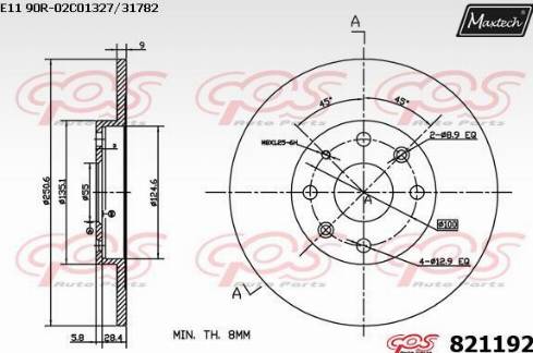 Maxtech 821192.0000 - Brake Disc autospares.lv