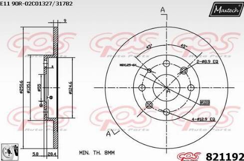 Maxtech 821192.0080 - Brake Disc autospares.lv