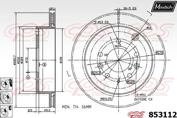 Maxtech 871161 - Brake Disc autospares.lv