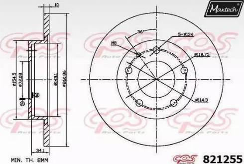 Maxtech 821255.0000 - Brake Disc autospares.lv