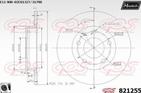 Maxtech 821255.0060 - Brake Disc autospares.lv