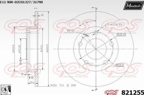 Maxtech 821255.0080 - Brake Disc autospares.lv