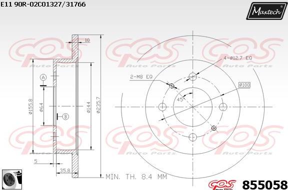 Maxtech 821255 - Brake Disc autospares.lv