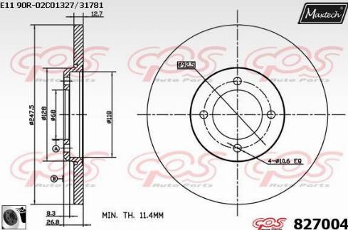 Maxtech 827004.0060 - Brake Disc autospares.lv