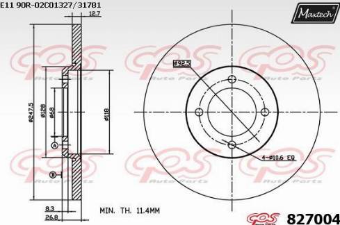 Maxtech 827004.0000 - Brake Disc autospares.lv