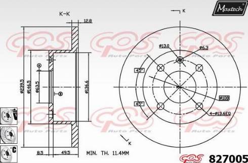 Maxtech 827005.6880 - Brake Disc autospares.lv