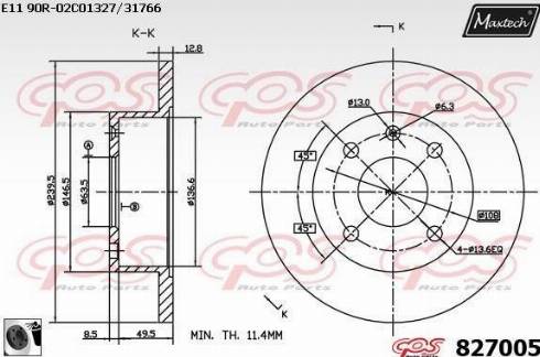 Maxtech 827005.0060 - Brake Disc autospares.lv