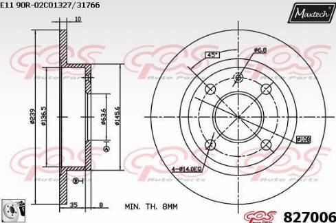 Maxtech 827006.0080 - Brake Disc autospares.lv