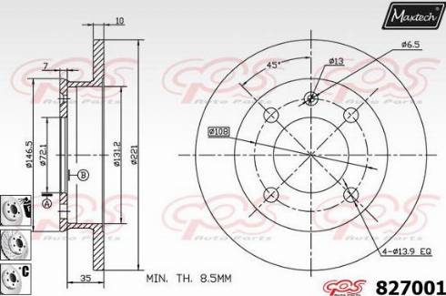 Maxtech 827001.6880 - Brake Disc autospares.lv