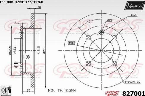 Maxtech 827001.0080 - Brake Disc autospares.lv