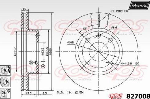 Maxtech 827008.6880 - Brake Disc autospares.lv