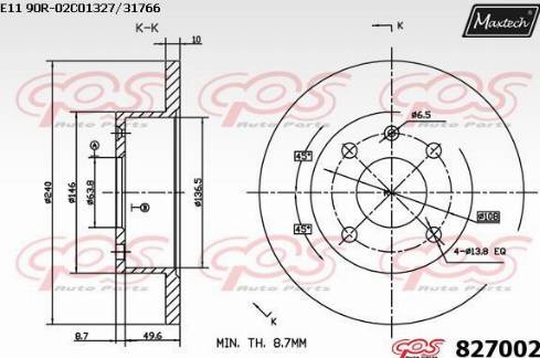 Maxtech 827002.0000 - Brake Disc autospares.lv