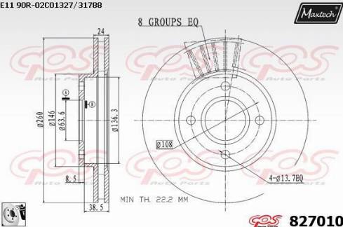 Maxtech 827010.0080 - Brake Disc autospares.lv