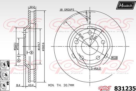 Maxtech 827037 - Brake Disc autospares.lv