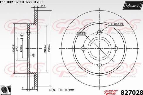 Maxtech 827028.0060 - Brake Disc autospares.lv