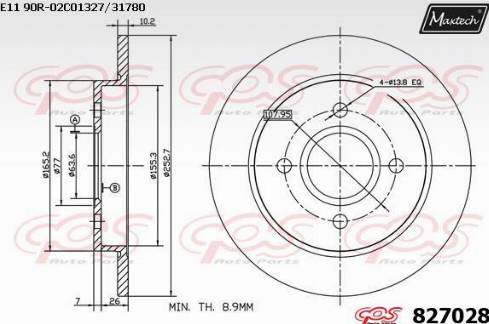 Maxtech 827028.0000 - Brake Disc autospares.lv