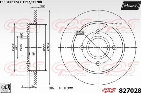 Maxtech 827028.0080 - Brake Disc autospares.lv