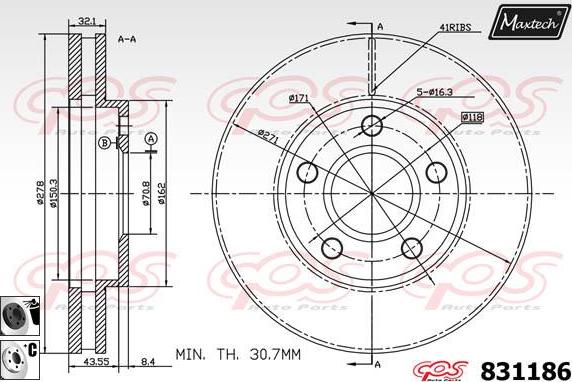 Maxtech 827028 - Brake Disc autospares.lv