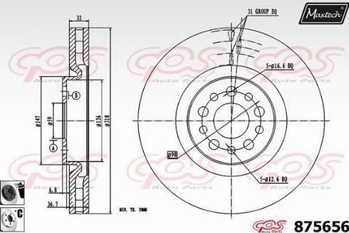 Maxtech 875656.6060 - Brake Disc autospares.lv