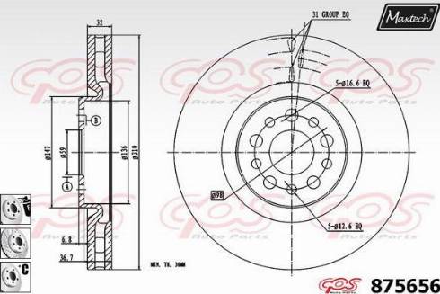 Maxtech 875656.6880 - Brake Disc autospares.lv