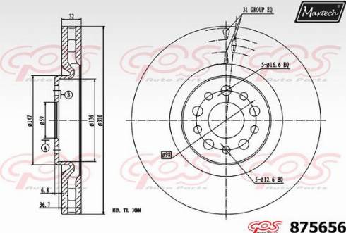 Maxtech 875656.0000 - Brake Disc autospares.lv