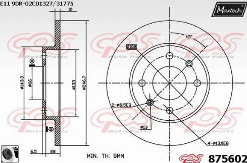 Maxtech 875602.0060 - Brake Disc autospares.lv