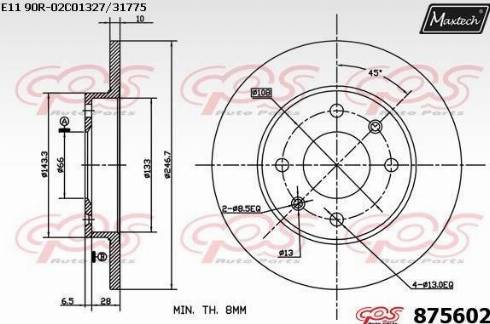 Maxtech 875602.0000 - Brake Disc autospares.lv