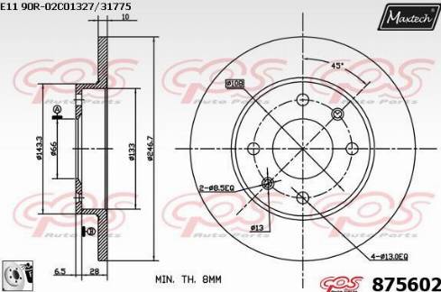 Maxtech 875602.0080 - Brake Disc autospares.lv