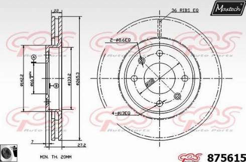 Maxtech 875615.0060 - Brake Disc autospares.lv