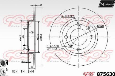 Maxtech 875630.6060 - Brake Disc autospares.lv