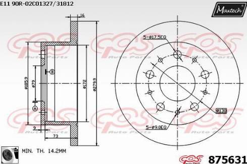 Maxtech 875631.0060 - Brake Disc autospares.lv