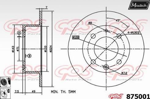 Maxtech 875001.6060 - Brake Disc autospares.lv