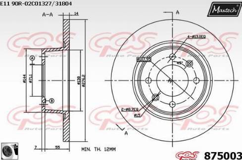 Maxtech 875003.0060 - Brake Disc autospares.lv