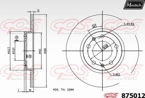 Maxtech 875012.0000 - Brake Disc autospares.lv