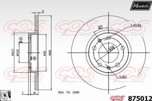 Maxtech 875012.0080 - Brake Disc autospares.lv