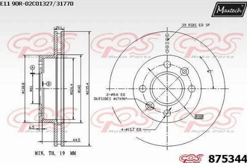 Maxtech 875344.0000 - Brake Disc autospares.lv