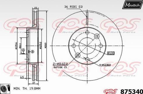 Maxtech 875340.0060 - Brake Disc autospares.lv