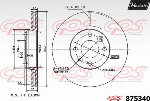 Maxtech 875340.0000 - Brake Disc autospares.lv