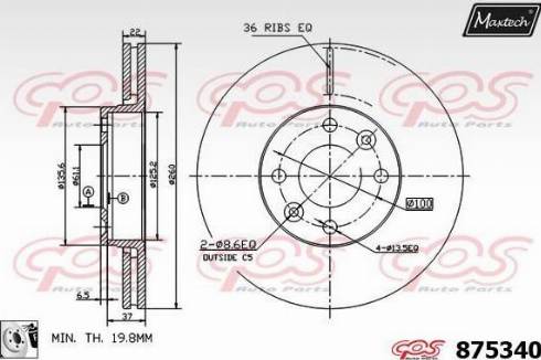 Maxtech 875340.0080 - Brake Disc autospares.lv