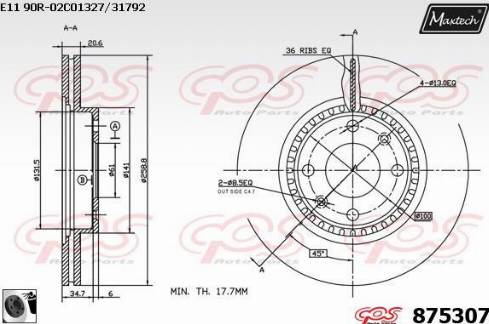 Maxtech 875307.0060 - Brake Disc autospares.lv