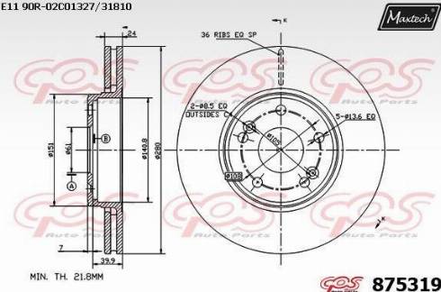 Maxtech 875319.0000 - Brake Disc autospares.lv