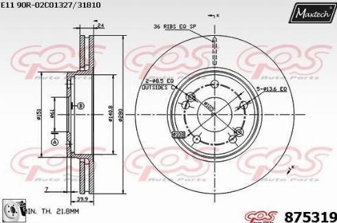 Maxtech 875319.0080 - Brake Disc autospares.lv