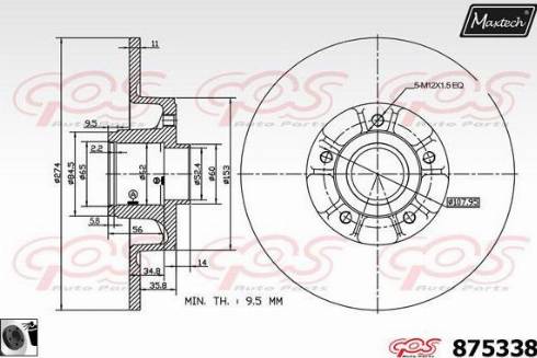 Maxtech 875338.0065 - Brake Disc autospares.lv