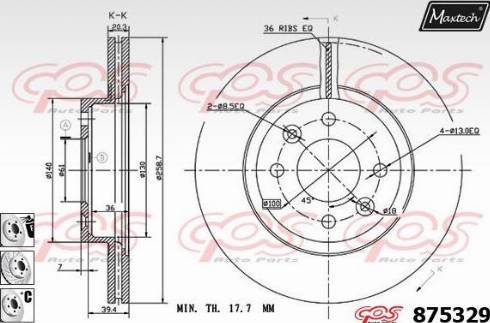 Maxtech 875329.6880 - Brake Disc autospares.lv