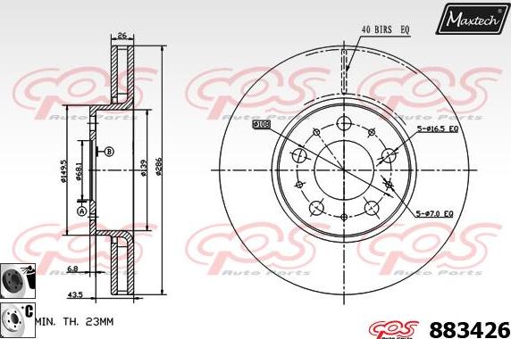 Maxtech 875325 - Brake Disc autospares.lv