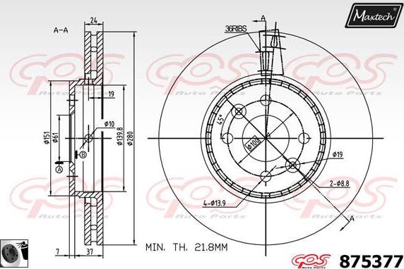 Maxtech 875323 - Brake Disc autospares.lv