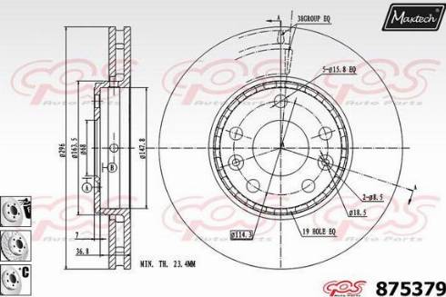 Maxtech 875379.6880 - Brake Disc autospares.lv